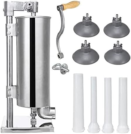 4 l Wurstfüller, aus Edelstahl, Profi-Würstmaschine, manuell, Fleischschieber mit 4 Röhren, ideal fü