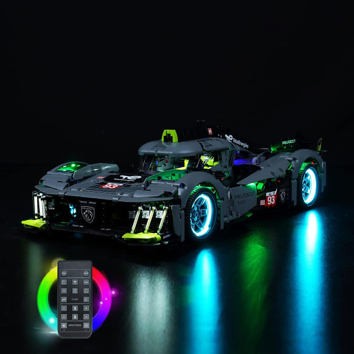 Fernbedienung Licht-Kit für Lego Technic Peugeot 9X8 24H Le Mans Hybrid Hypercar 42156 Rennwagen-Bau