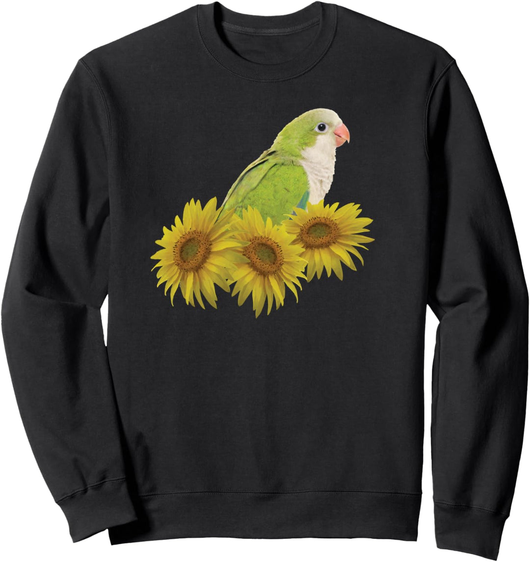 Quaker Papagei Grün Mönch Sittich Sonnenblume Sweatshirt