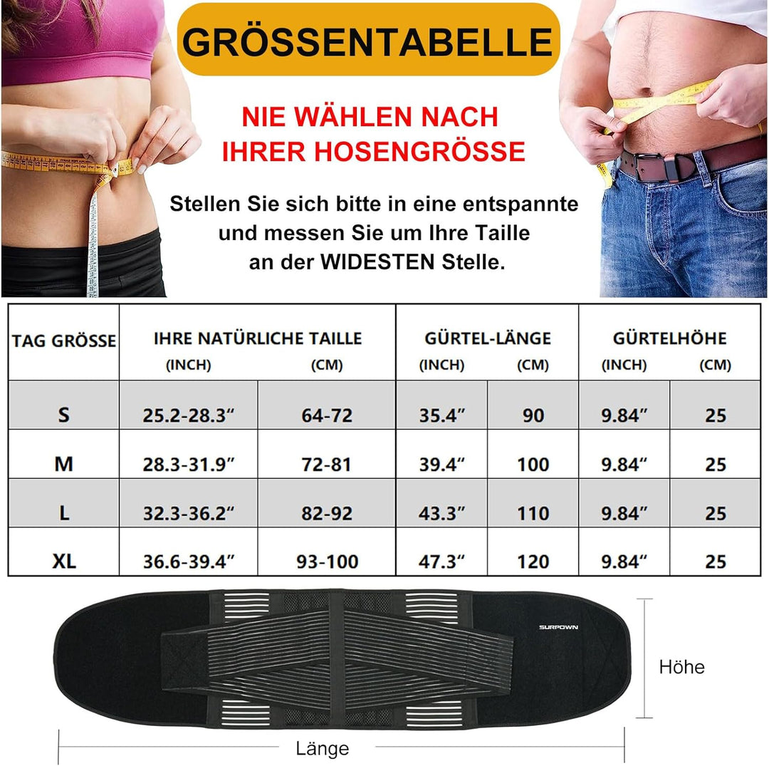 Waist Trainer Damen Herren zum abnehmen, Bauchweggurtel Schwitzgurtel, Bauch Sport Gürtel, Rückenstü