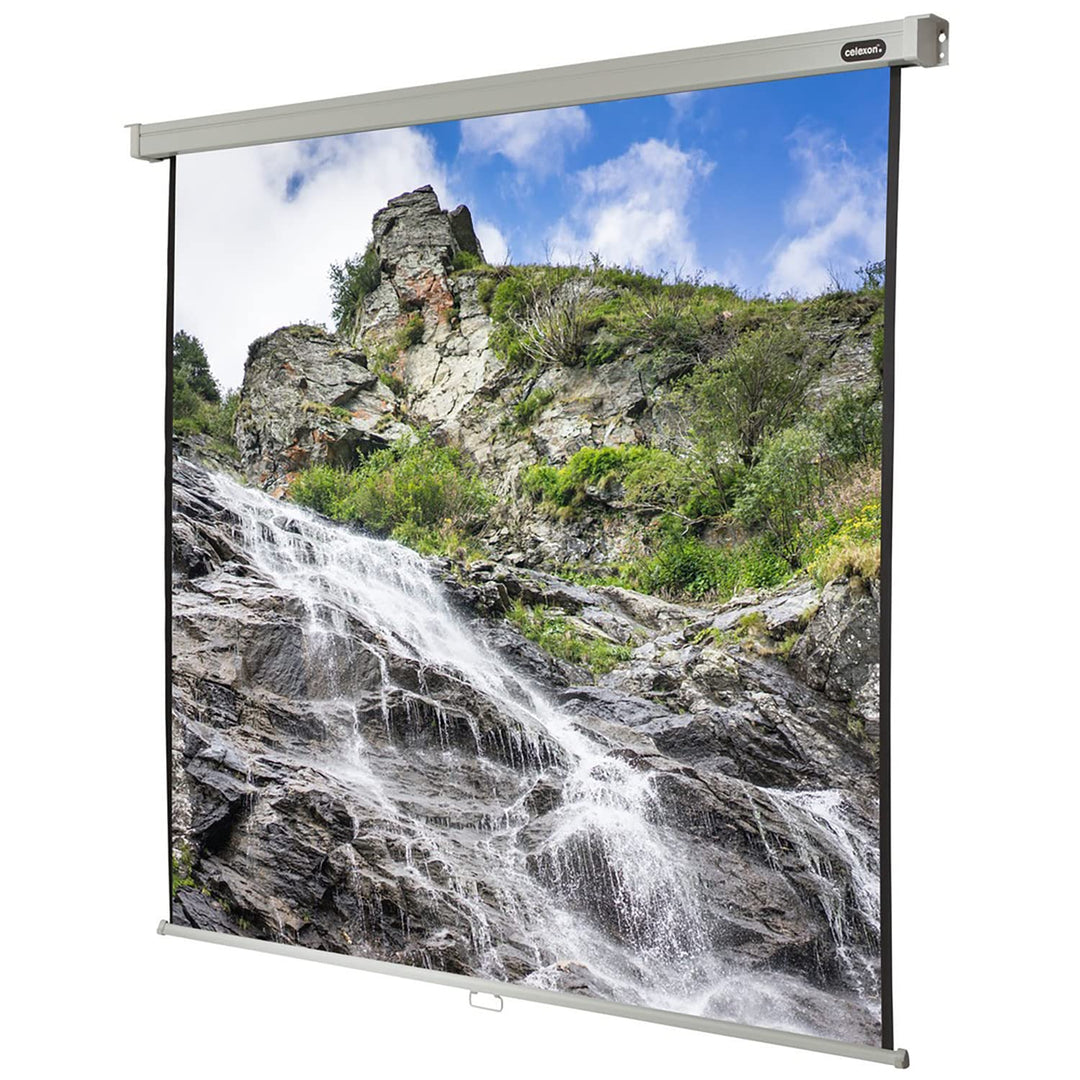 celexon manuell ausziehbare Heimkino- und Business-Beamer-Leinwand 4K und Full-HD Rollo-Leinwand Pro