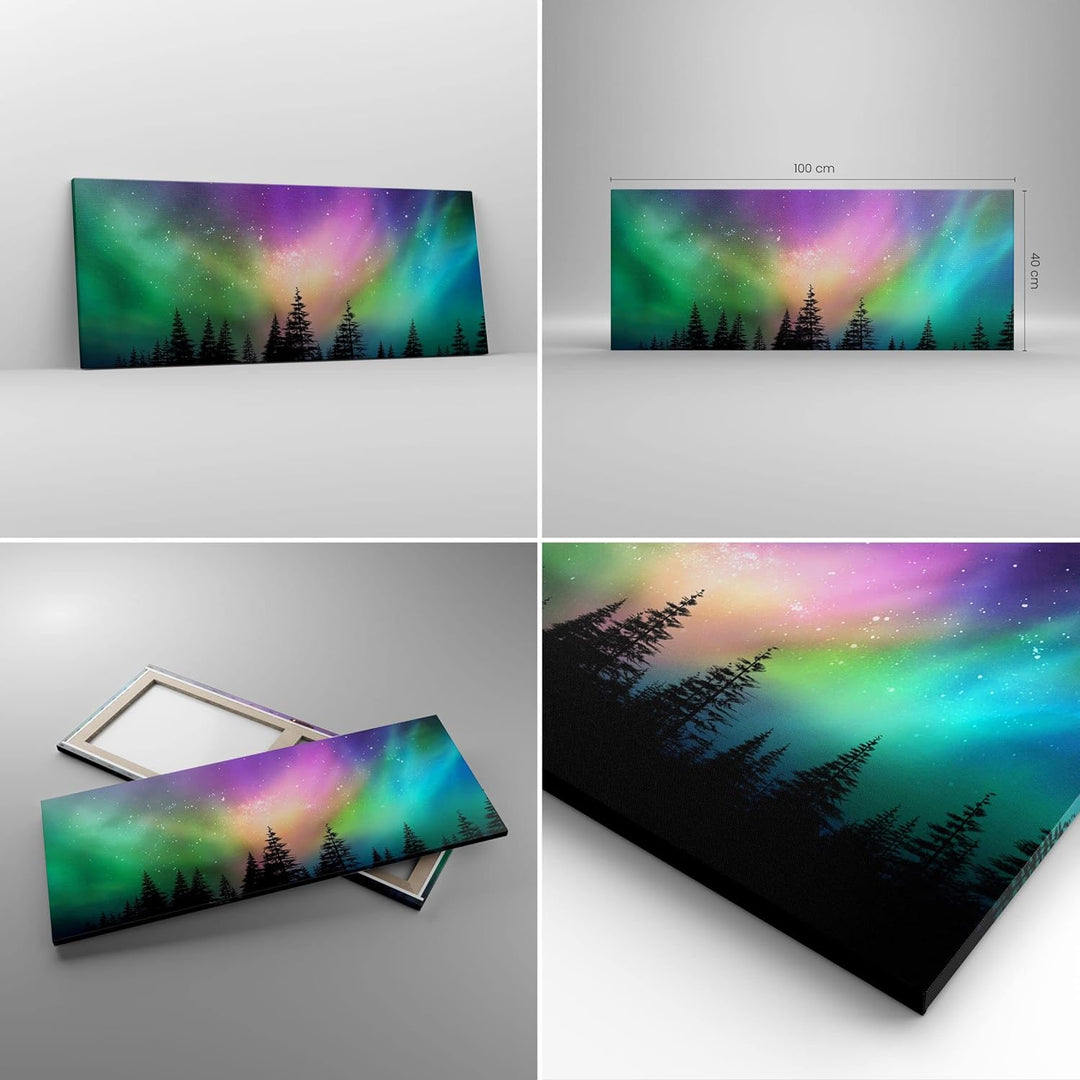 Panorama Bilder auf Leinwand 100x40cm Leinwandbild Aurora Polar Nacht Gross Wanddeko Bild Schlafzimm