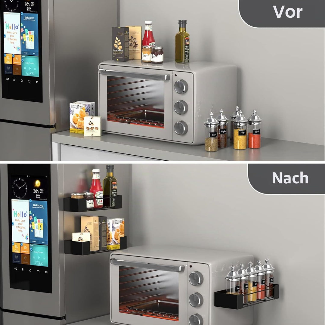 Golden Bell 4 Stück Gewürzregal Magnetisch Kühlschrank, Magnetisches Regal Kühlschrank Ohne Bohren,