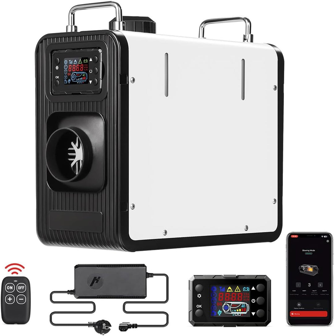 12V/24V Diesel Standheizung, 8KW Luft Dieselheizung mit Bluetooth APP & Adapter, 0,15-0,44 l/h, Air