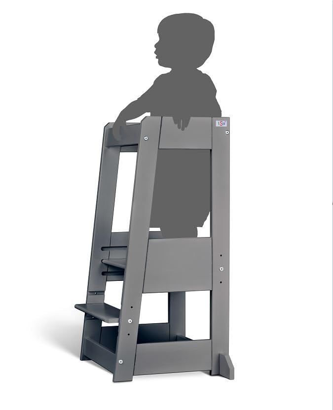 tiSsi Lernturm Learningtower Felix, Entdeckertum Montessori mitwachsend Buche grau
