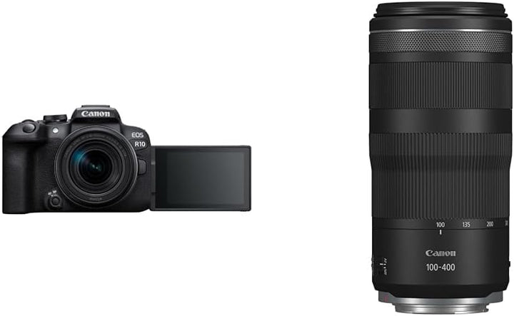 Canon EOS R10 Kamera spiegellose Camera + RF-S 18-150mm F4.5-6.3 is STM Objektiv schwarz & RF 100-40