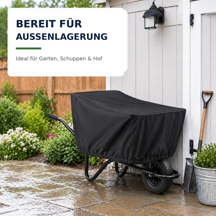 Schwerlast Schubkarrenabdeckung – Wasserdichtes 600D Outdoor-Vlies für 4–6 Kubikfuss Mulden, Passend