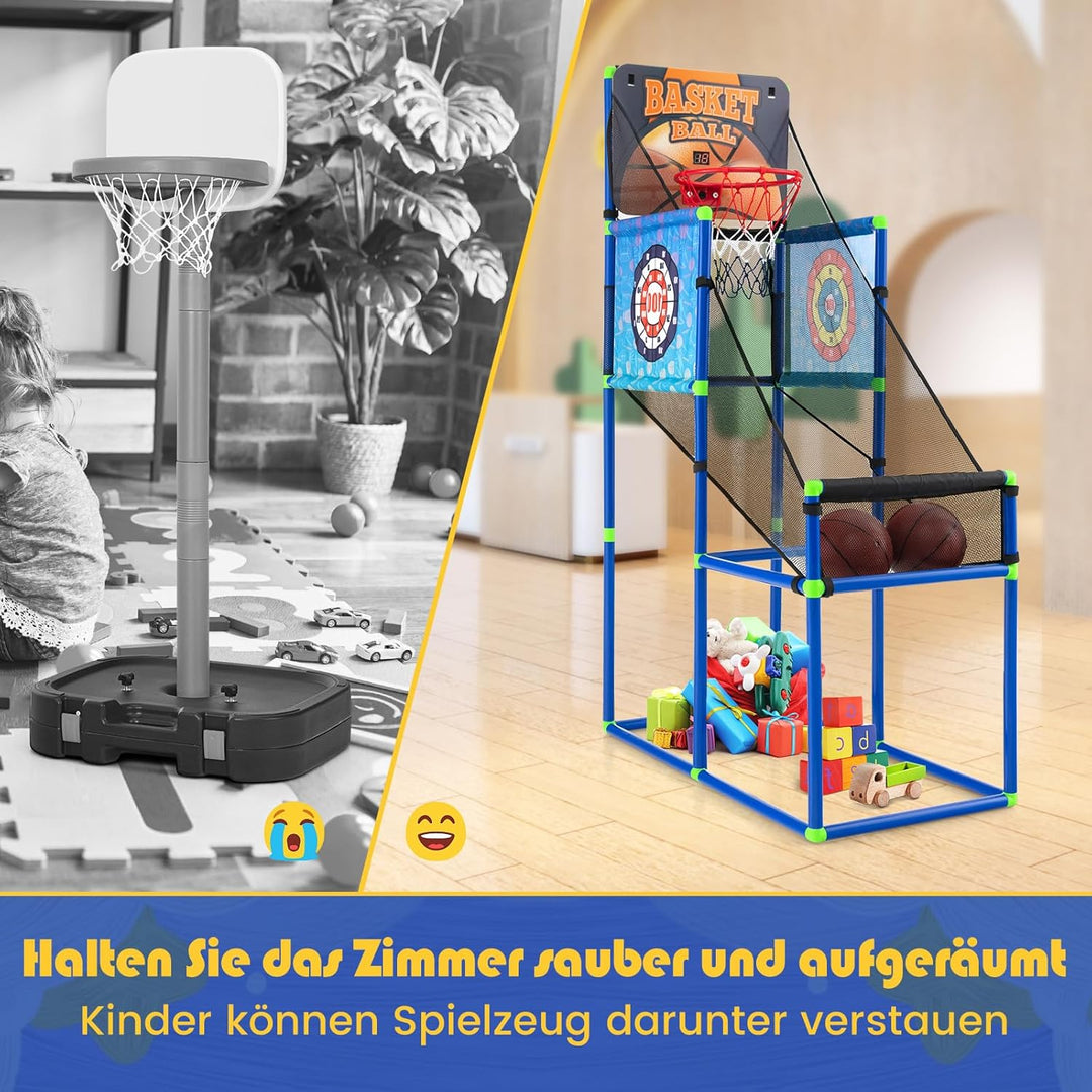 COSTWAY Arcade Basketball Spielset, Basketballständer mit Anzeigetafel & Soundeffekt, Basketballkorb
