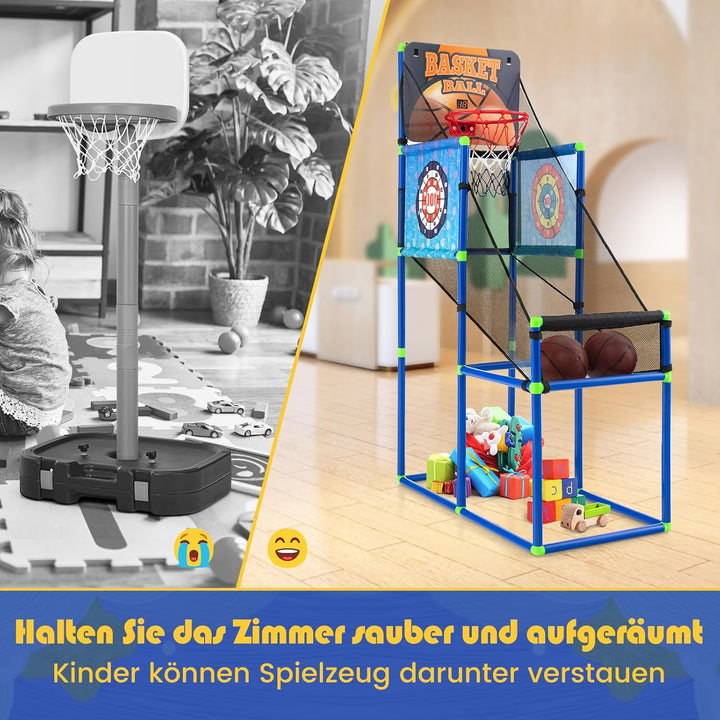 COSTWAY Arcade Basketball Spielset, Basketballständer mit Anzeigetafel & Soundeffekt, Basketballkorb