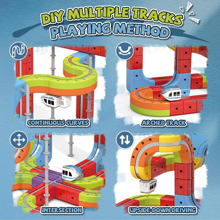YESHIN Clickrail Electric Train Set, DIY Eisenbahn Elektrisch Cube Track YESHIN Elektrischer Zug Set