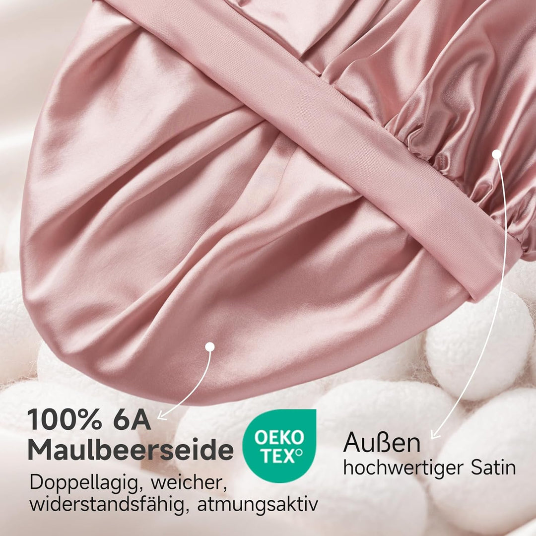 Umisleep 22 Momme Schlafhaube zum Schlafen mit Maulbeerseidenfutter, Doppelschicht Schlafmütze, Vers