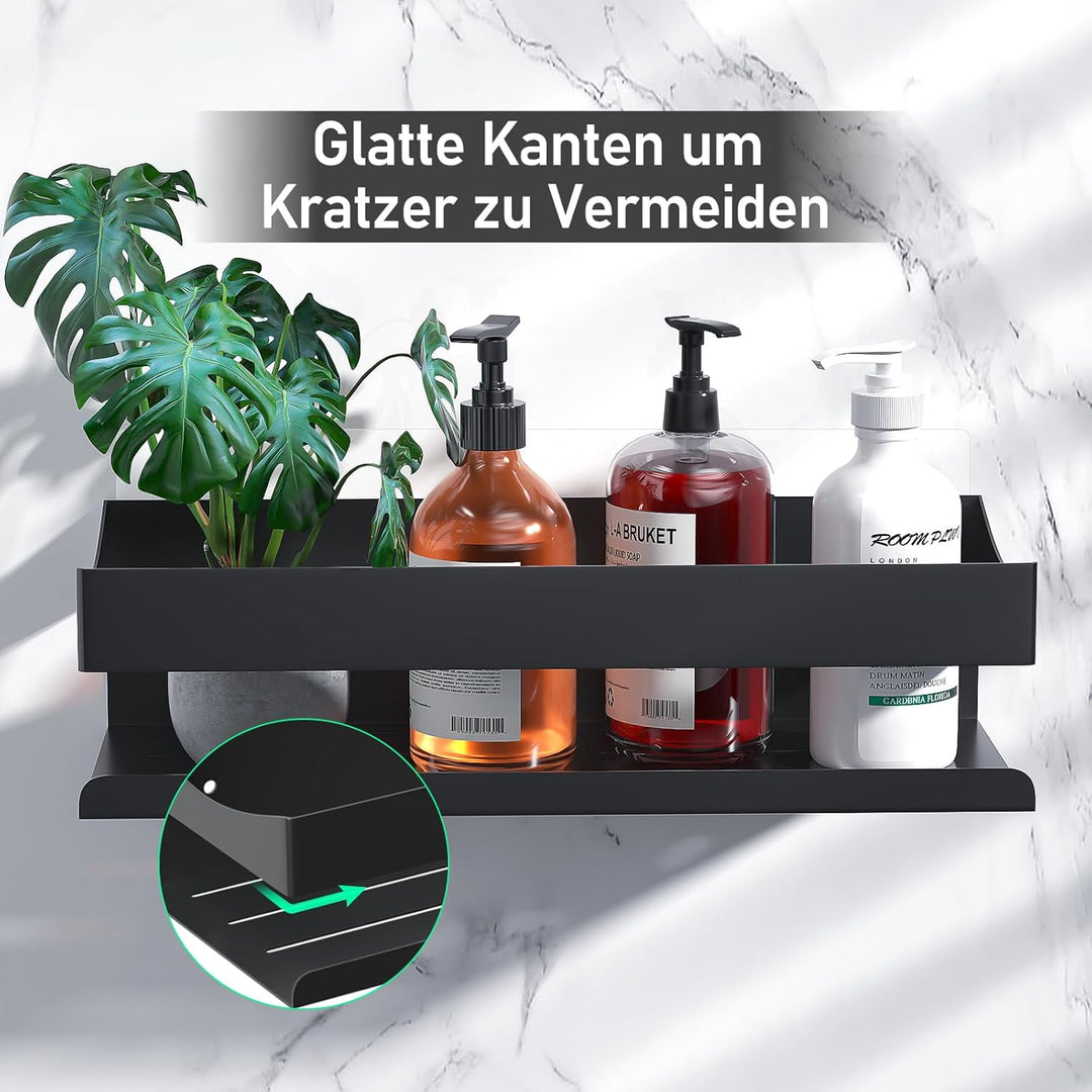 Duschablage ohne Bohren, Badezimmer Regal Schwarz, Duschregal Rostfreier Edelstahl Regal Shampoo Hal