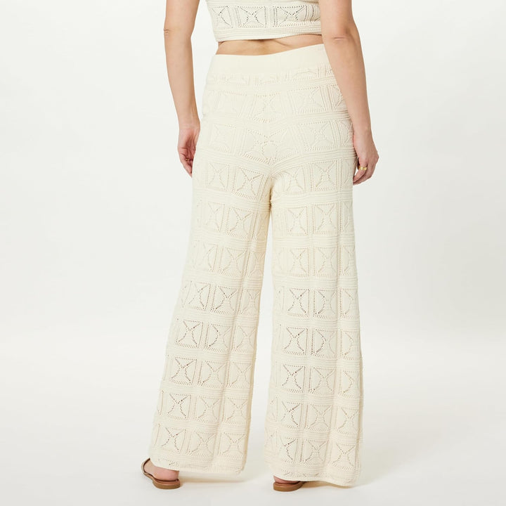 The Drop Damen Hose Diza Pull On Flare Leg Crochet Pant 5XL Grosse Grössen Birke, 5XL Grosse Grössen