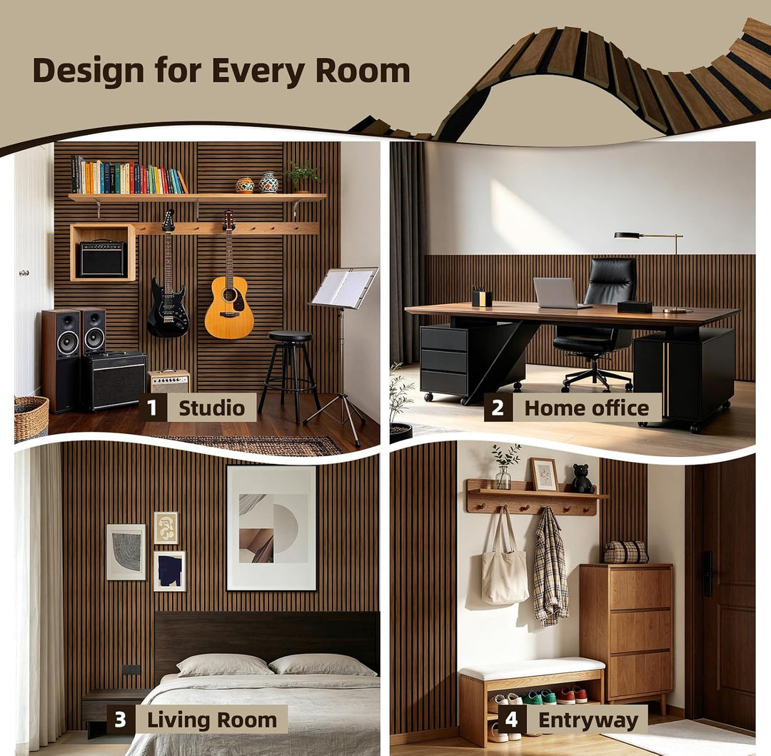 Vieshful 20er Set Flexible Holzlamellen Wandpaneele 28x40cm MDF | Akustikpaneele für Säulen &amp; Rundun