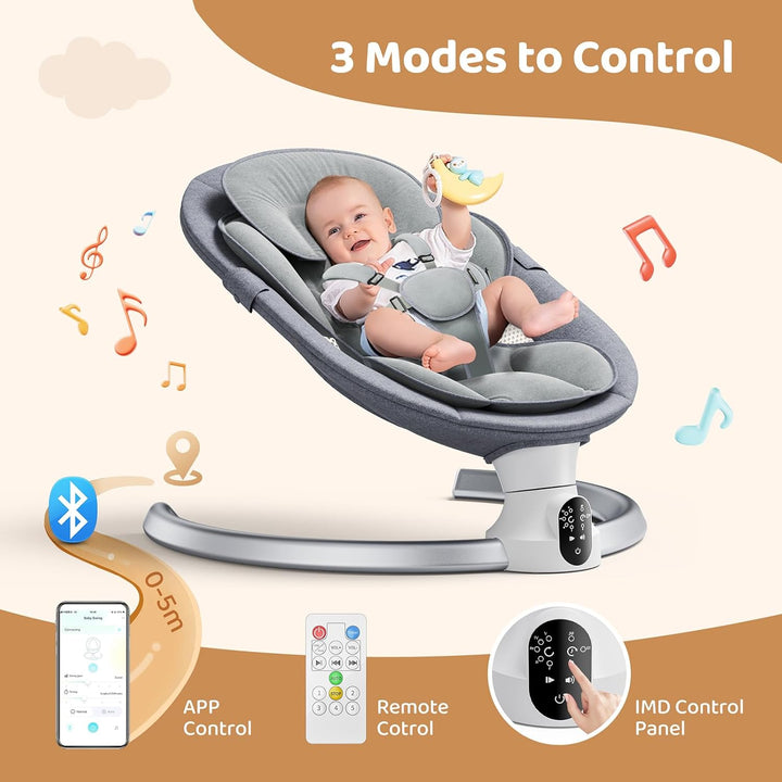 Kotsy Babywippe Elektrisch mit Anpassung der APP-Steuerung,Babyschaukel elektrisch mit 5 Natürlichen