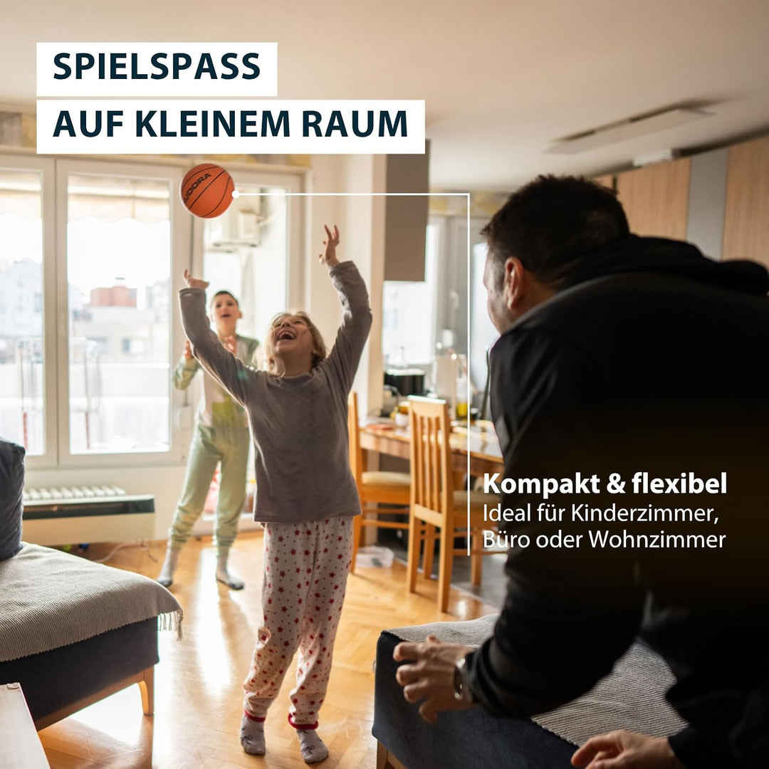 HUDORA Mini-Basketballkorb-Set Indoor – Set mit 3 Bällen und Ballpumpe – Basketballkorb fürs Zimmer/