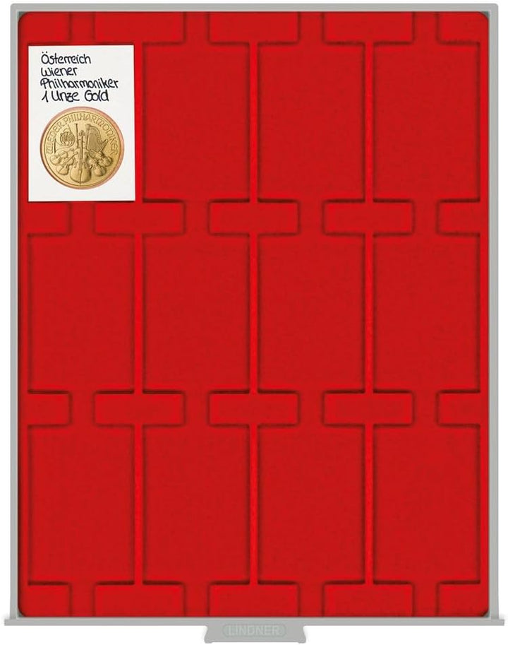 LINDNER Das Original Münzbox Standard mit 12 rechteckigen Fächern für REBECK Coin L Münzrähmchen 75x