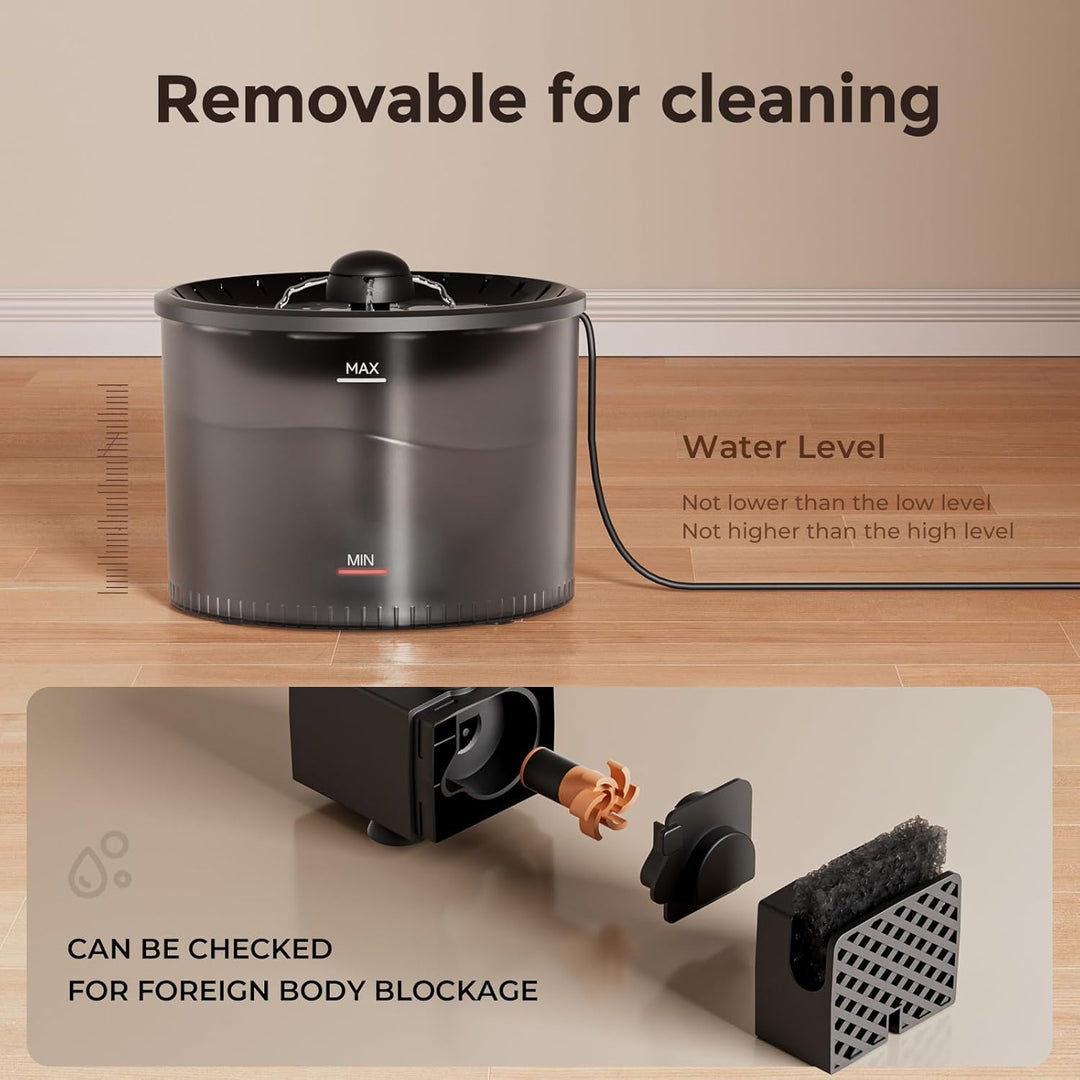 IMIPAW Katzenbrunnen für Katze, 3L Trinkbrunnen für Katzen, Super Silent, Durchsichtiger Wassertank