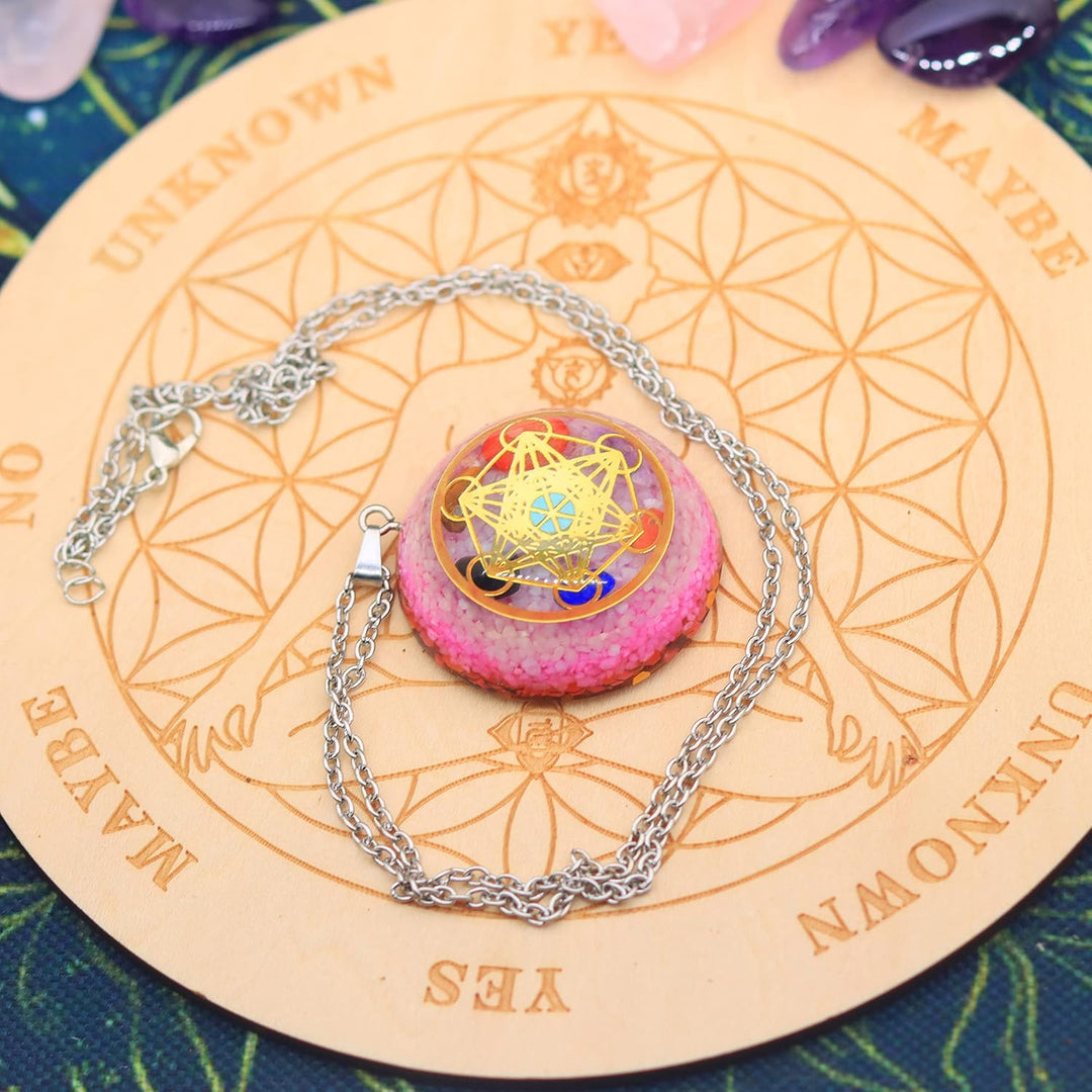 DYFUHO Orgone Metatron Cube Merkaba Anhänger Halskette, Om Crystals Stones Orgonit Anhänger, Orgonit