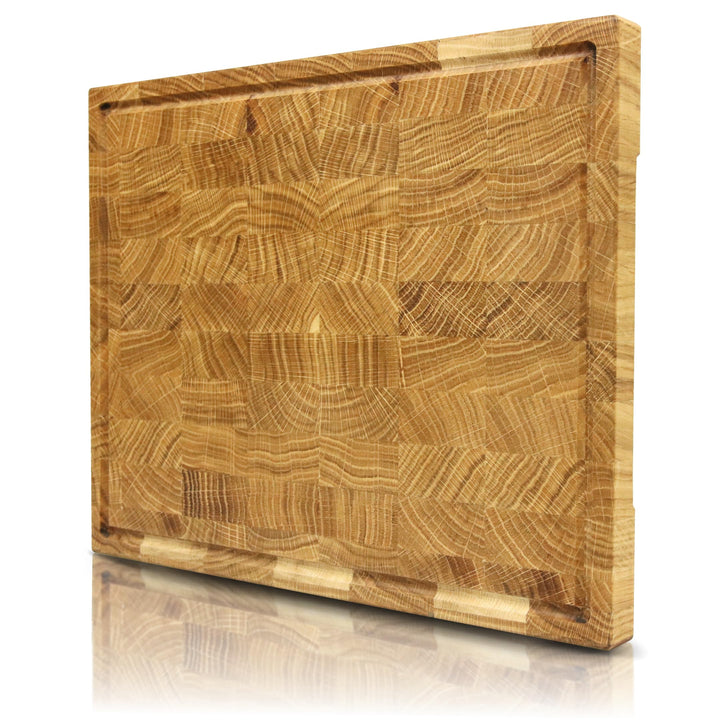 holz4home® Schneidebrett M aus Eichenholz I Stirnholz Würfelmuster Echtholz Brett I Hackbrett Steakb