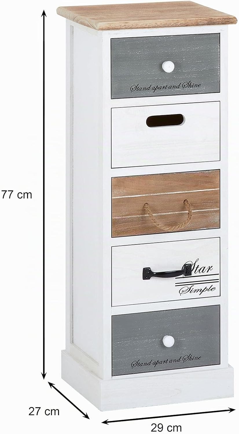 CARO-Möbel Kommode Salva Schubladenschrank Standregal Aufbewahrungsregal in weiss, Shabby Chic Vinta