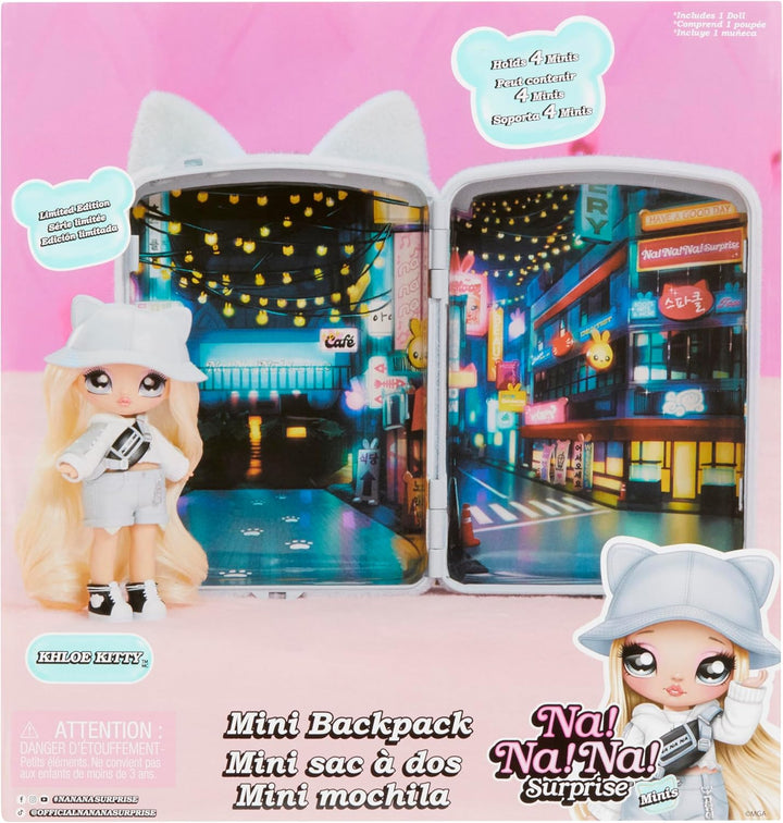 Na! Na! Na! Surprise Mini Backpack Serie 2 - Khloe Kitty - Modepuppe und Fuzzy White Kitty Rucksack
