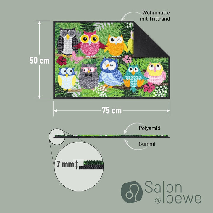 Salonloewe Fussmatte Dschungeleulen 050x075 Fussabtreter aussen, Hauseingang, Schmutzfangmatte 50 x