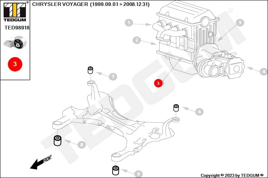 TEDGUM TED98918 MOTORTRÄGER VORNE