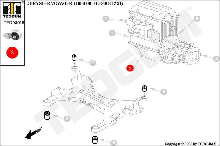 TEDGUM TED98918 MOTORTRÄGER VORNE