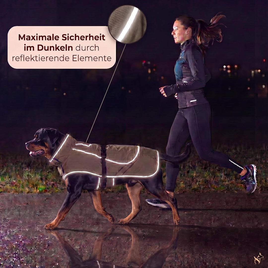 Regenmantel Hund wasserdicht mit Fleece-Futter – Hundemantel wasserdicht - Hundemantel warm - Regenm