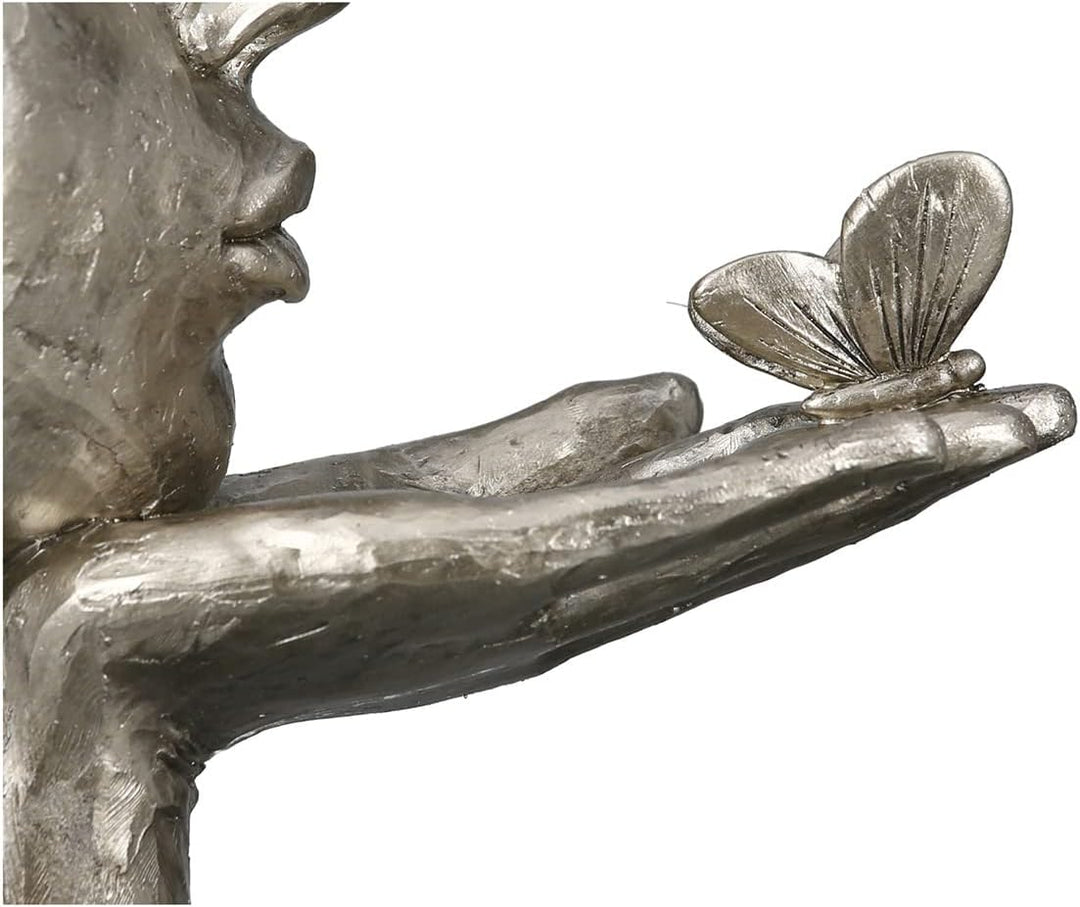 Casablanca Skulptur Figur Frau mit Schmetterling - Desire - antik-silberfarben - Höhe 34 cm - mit Sp