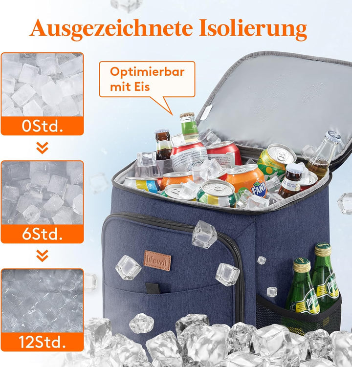 Lifewit 32L, 34 Dosen, isolierte Kühltasche, Grosse kühlrucksack, auslaufsichere tragbare Lunchtasch