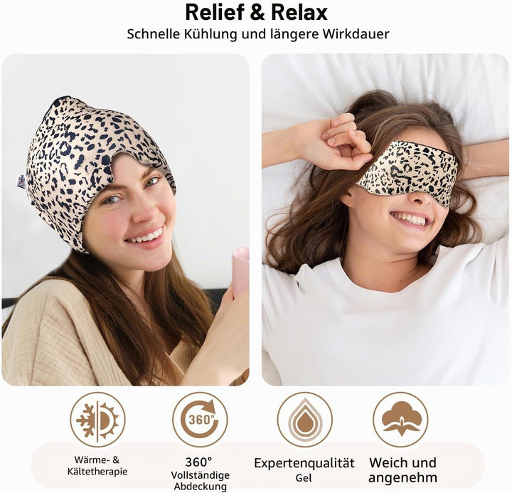 my novel things 2 Stück Migräne Maske und Augenmaske Kühlend, Migräne Kühlmaske, Migraine Relief Cap