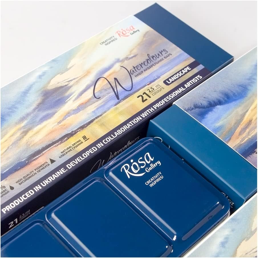 Rosa Gallery Landscape Professional Aquarellfarben-Set, 21 Wasserfarben à 2,5 ml, Hohe Lichtechtheit