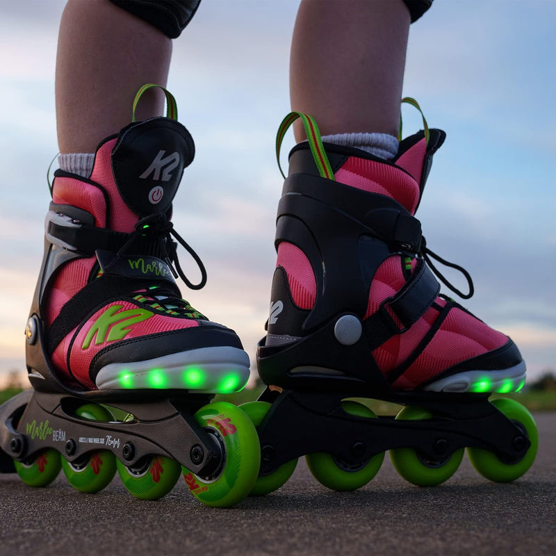 K2 Skates Mädchen Inline Skates Marlee Beam, red - Green, 30G0136 L (EU: 35-40 / UK: 3-7 / US: 4-8)