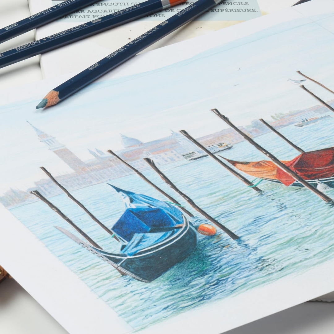 Derwent Aquarellstifte in einer Geschenk-Box aus Holz, Zeichnen & Malen, 48er-Set, Ideal zum Vermisc