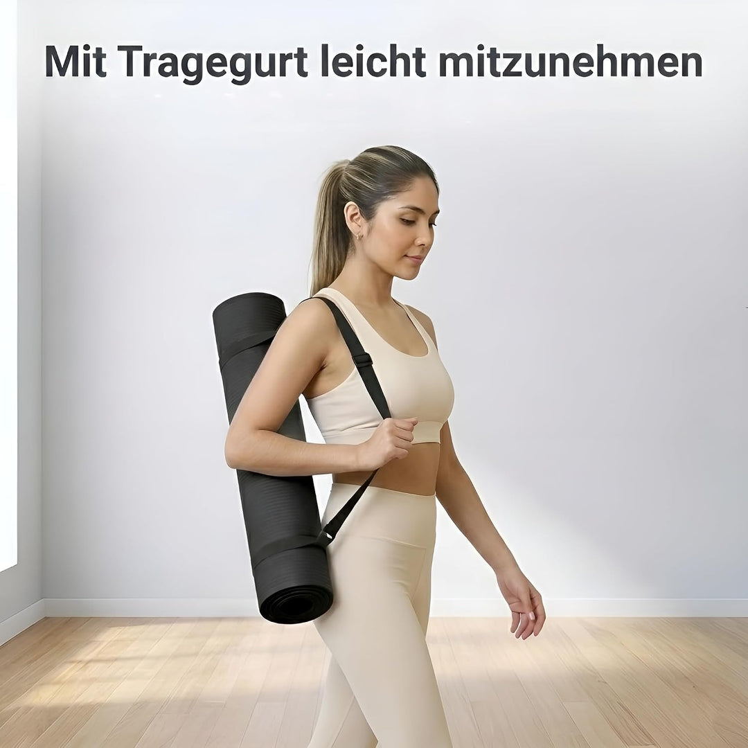 diMio Komfort-Gymnastikmatte Yogamatte in 185x60x1cm, 185x60x1.5cm, 185x90x1.5cm, 200x100x2 mit Trag
