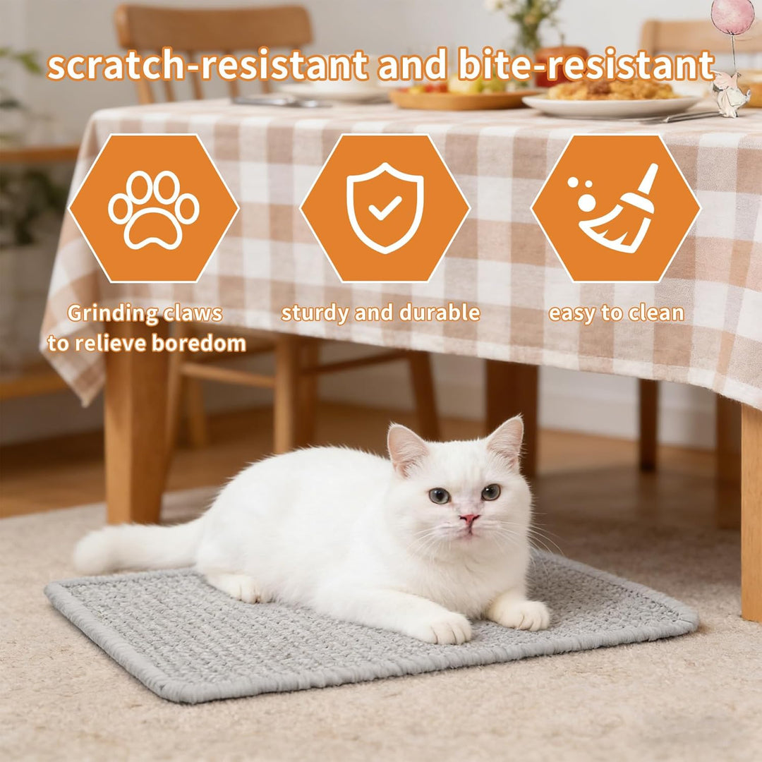 2 Stück Kratzmatte für Kaninchen, Wiederverwendbar Kratzteppich Katze Kratzbrett rutschfest Sisal-Kr