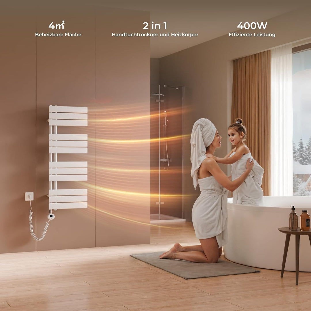S'AFIELINA Handtuchheizkörper Elektrisch 1041×400mm, Badheizkörper Elektrisch mit Thermostat, WiFi,