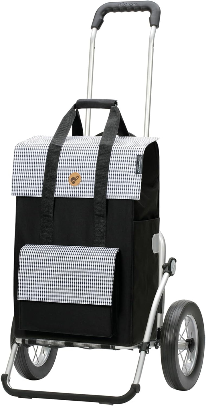 Andersen Shopper Royal mit Metallspeichenrad 25 cm und 54 Liter Tasche Milla schwarz Schwarz Alumini