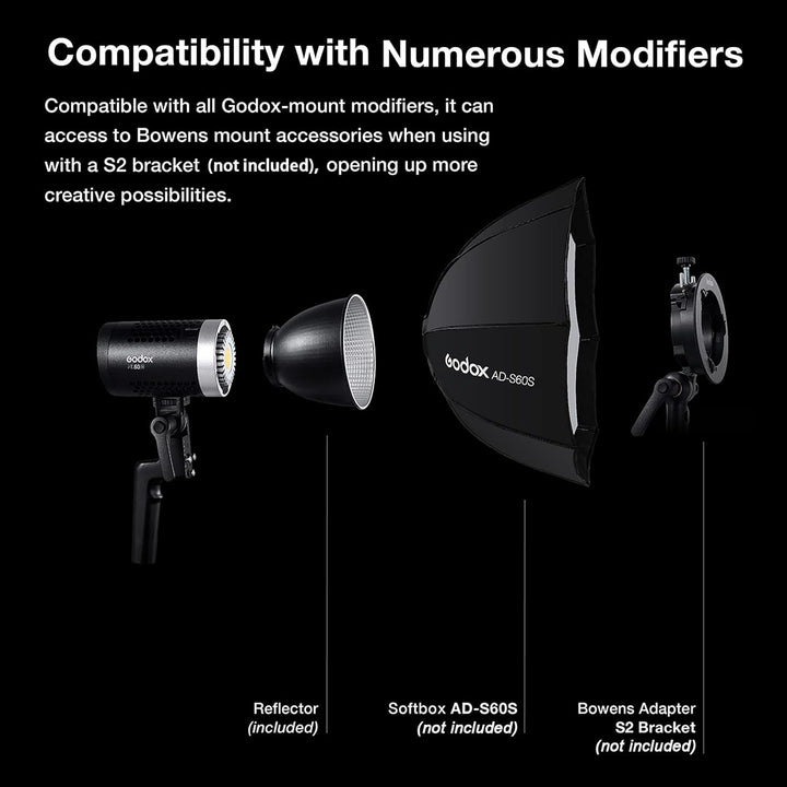GODOX ML60Bi LED Studio Fotografie Licht 60W Dual Farbtemperatur 2800-6500K CRI96 TLCI97 Einstellbar