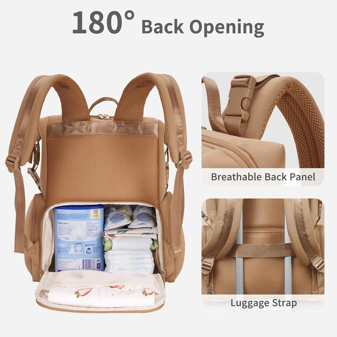 CEI-CEI Baby Wickeltasche/Rucksack mit Isolierter Flaschentasche, Wasserdichtes Neoprengewebe, Wicke