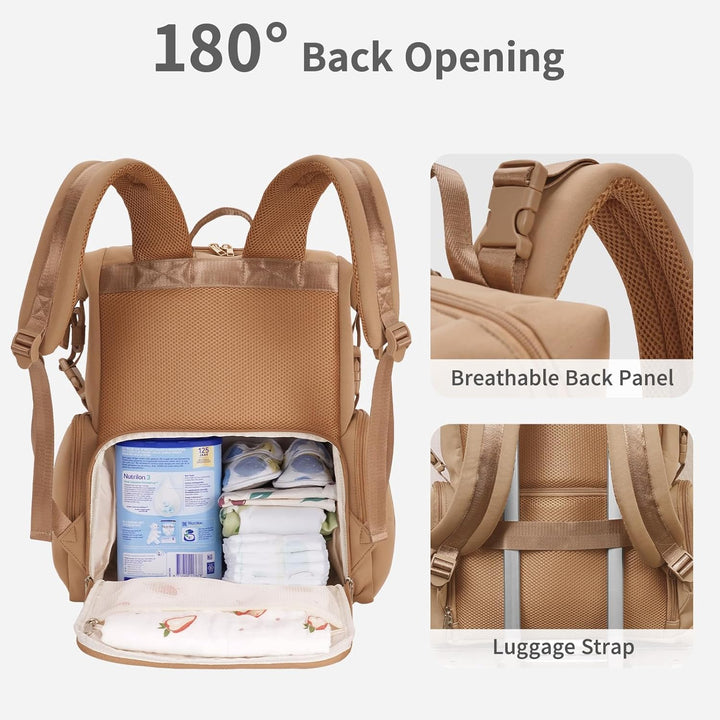 CEI-CEI Baby Wickeltasche/Rucksack mit Isolierter Flaschentasche, Wasserdichtes Neoprengewebe, Wicke