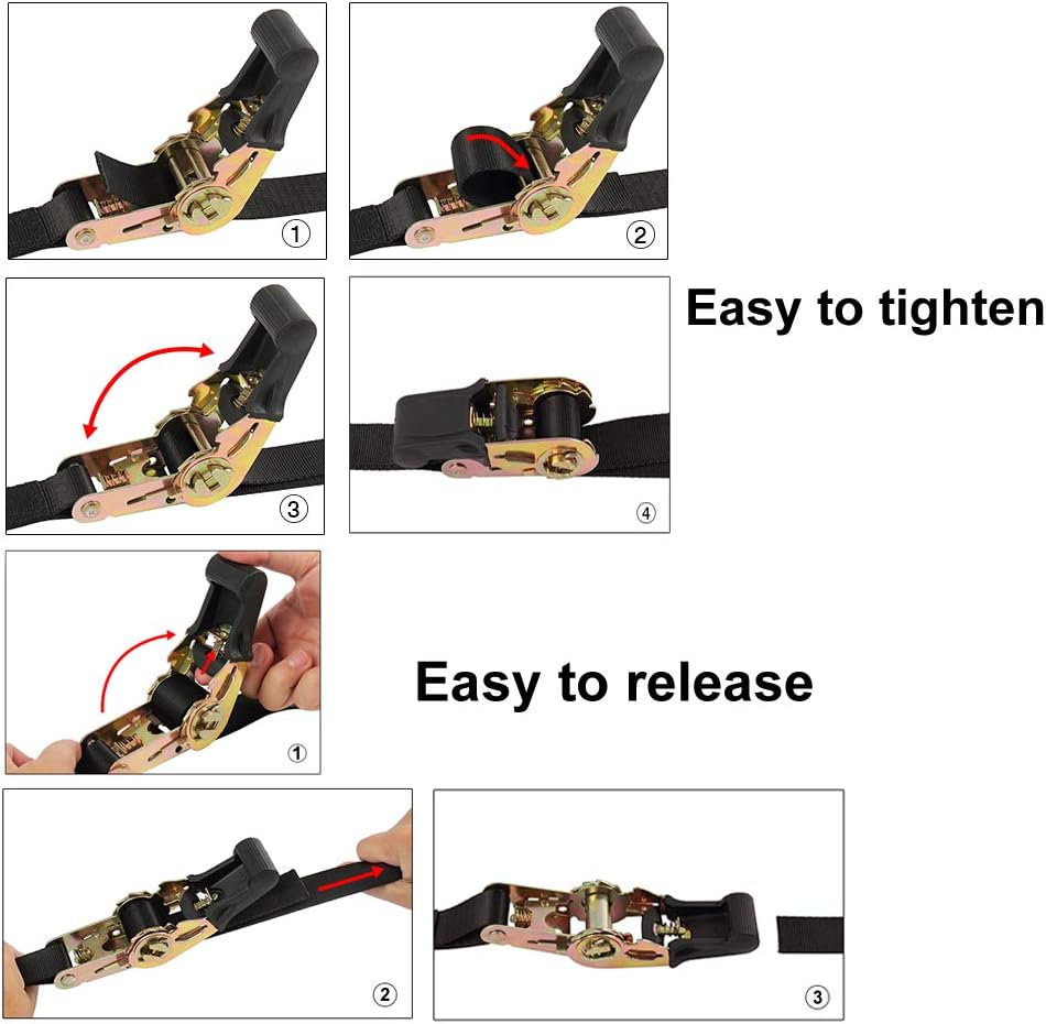 Endless Ratchet Tie Down Straps Heavy Duty Cargo Tie Downs, Durable Nylon Black Strap Down Ratchetin
