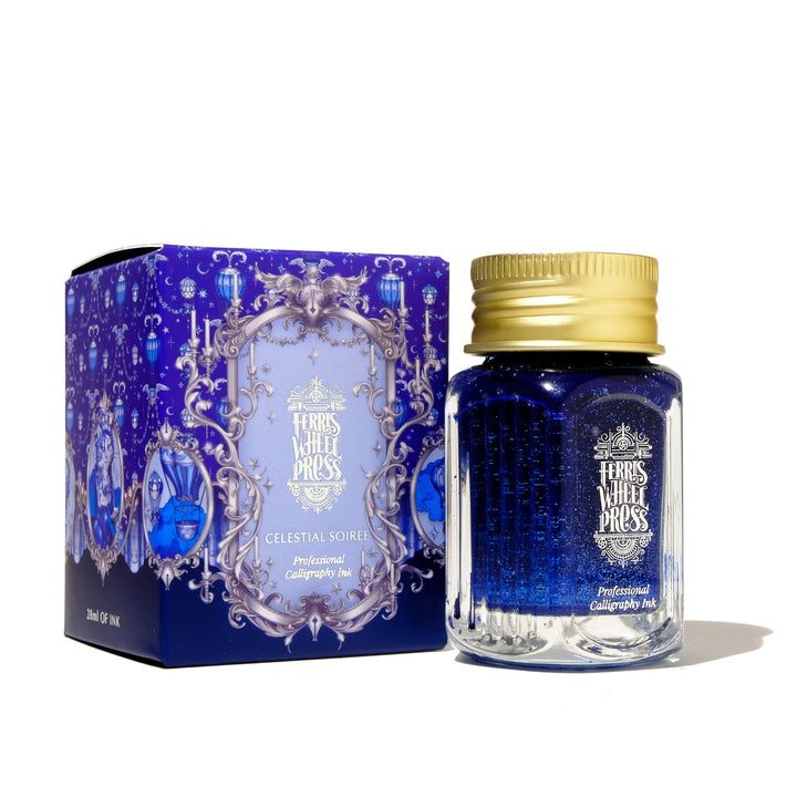 Ferris Wheel Press Calligraphy Ink | Navy Blue with Silver Shimmer | 28ml, Navy Blue with Silver Shi
