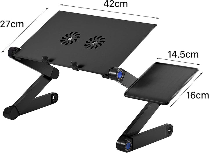 Verstellbarer Laptopständer Faltbarer Laptop-Schreibtisch PC-Computertisch mit 2 Lüftern und Mausabl