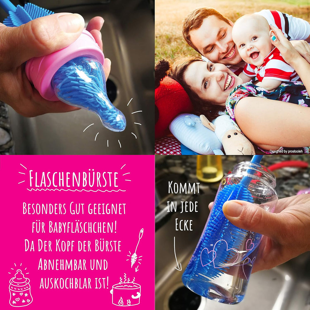 Kochblume Flaschenbürste 36cm | Premium-Silikon & BPA frei| Hitzbeständig | Spülmaschinenfest | Für