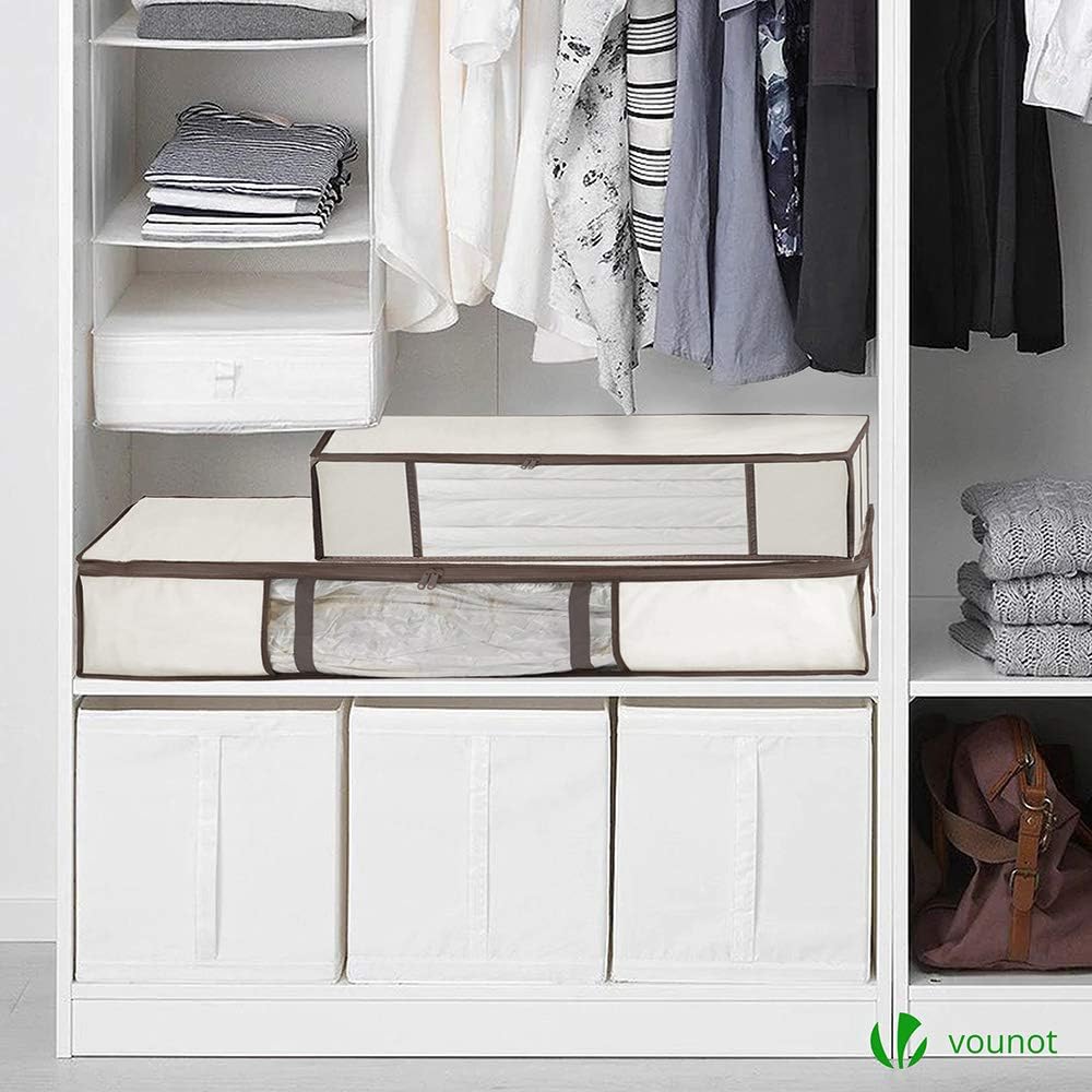 VOUNOT® 2 Stück Unterbett Aufbewahrungstasche mit Vakuumbeutel, Vakuum Aufbewahrungstasche mit Sicht