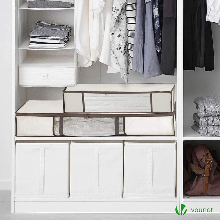 VOUNOT® 2 Stück Unterbett Aufbewahrungstasche mit Vakuumbeutel, Vakuum Aufbewahrungstasche mit Sicht