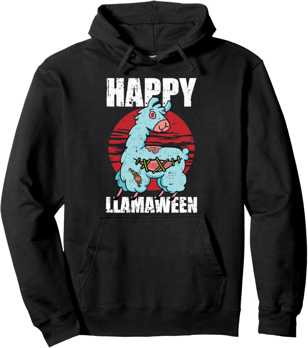 Happy Llamaween Lazy Halloween Kostüm Zombie Tier Pullover Hoodie